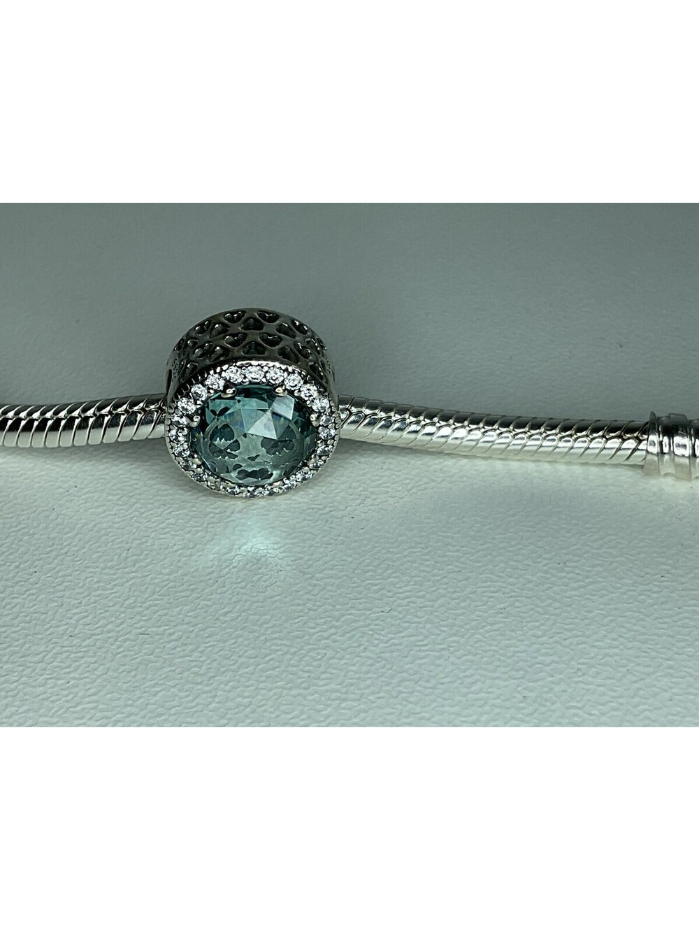 Pandora Radiant Hearts Glacier Blue Charm Retired